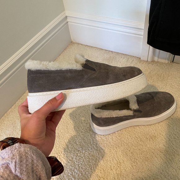 PRADA suede shearling slip on sneakers - Picture 10 of 11